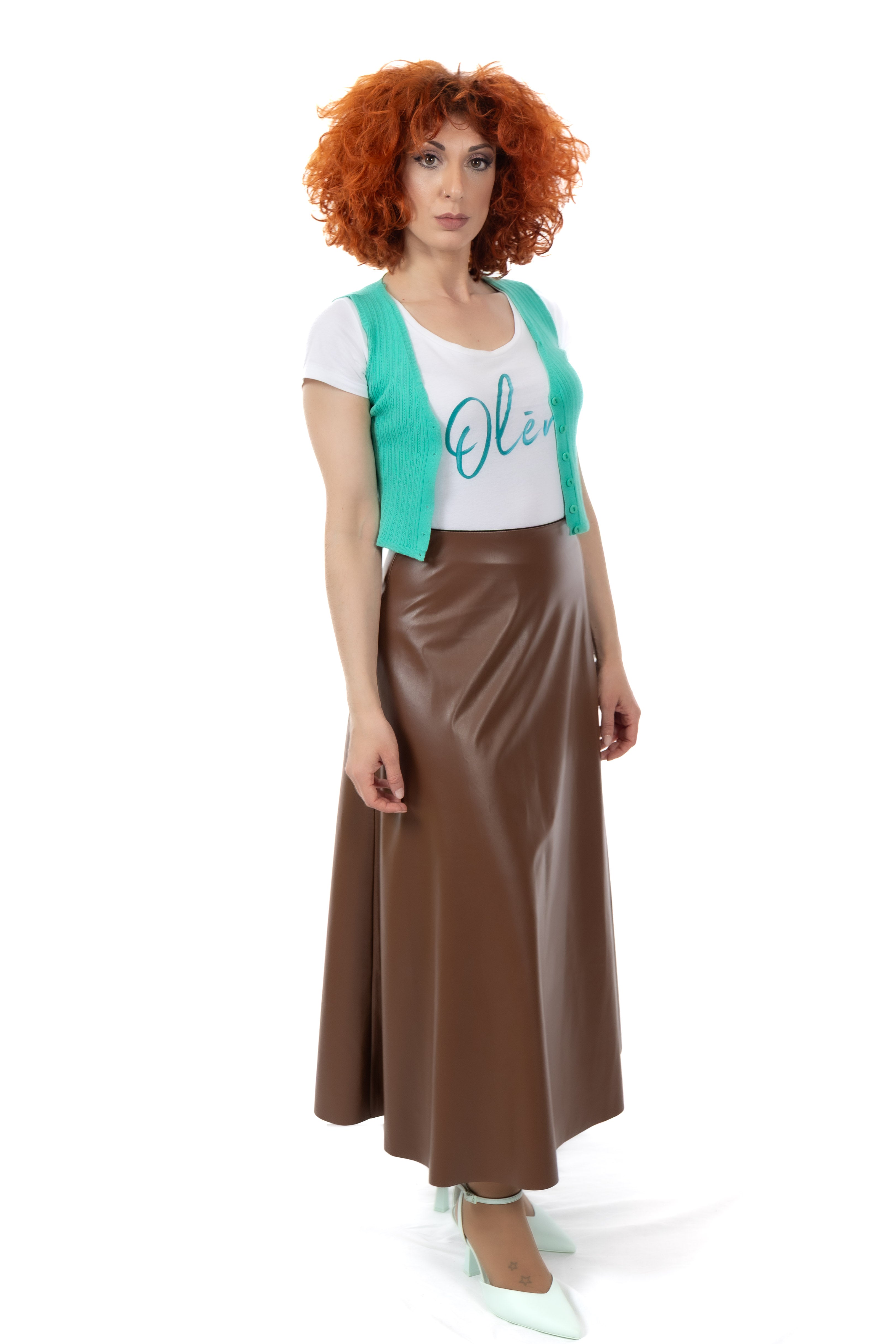 Μidi Φούστα από Ελαστική Δερματίνη