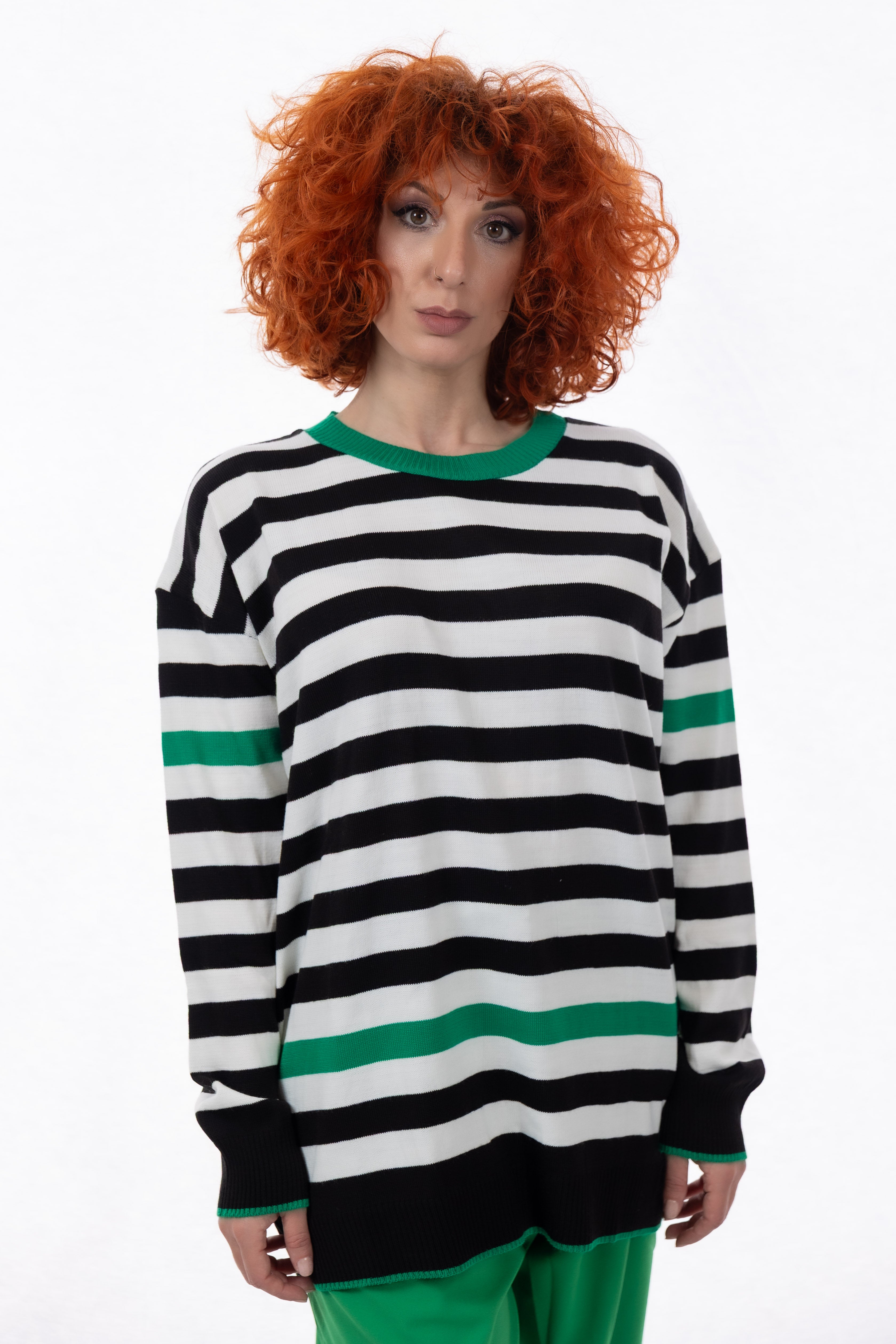 Μαύρο-Λευκό Ριγέ Μακρύ Πλεκτό One Size