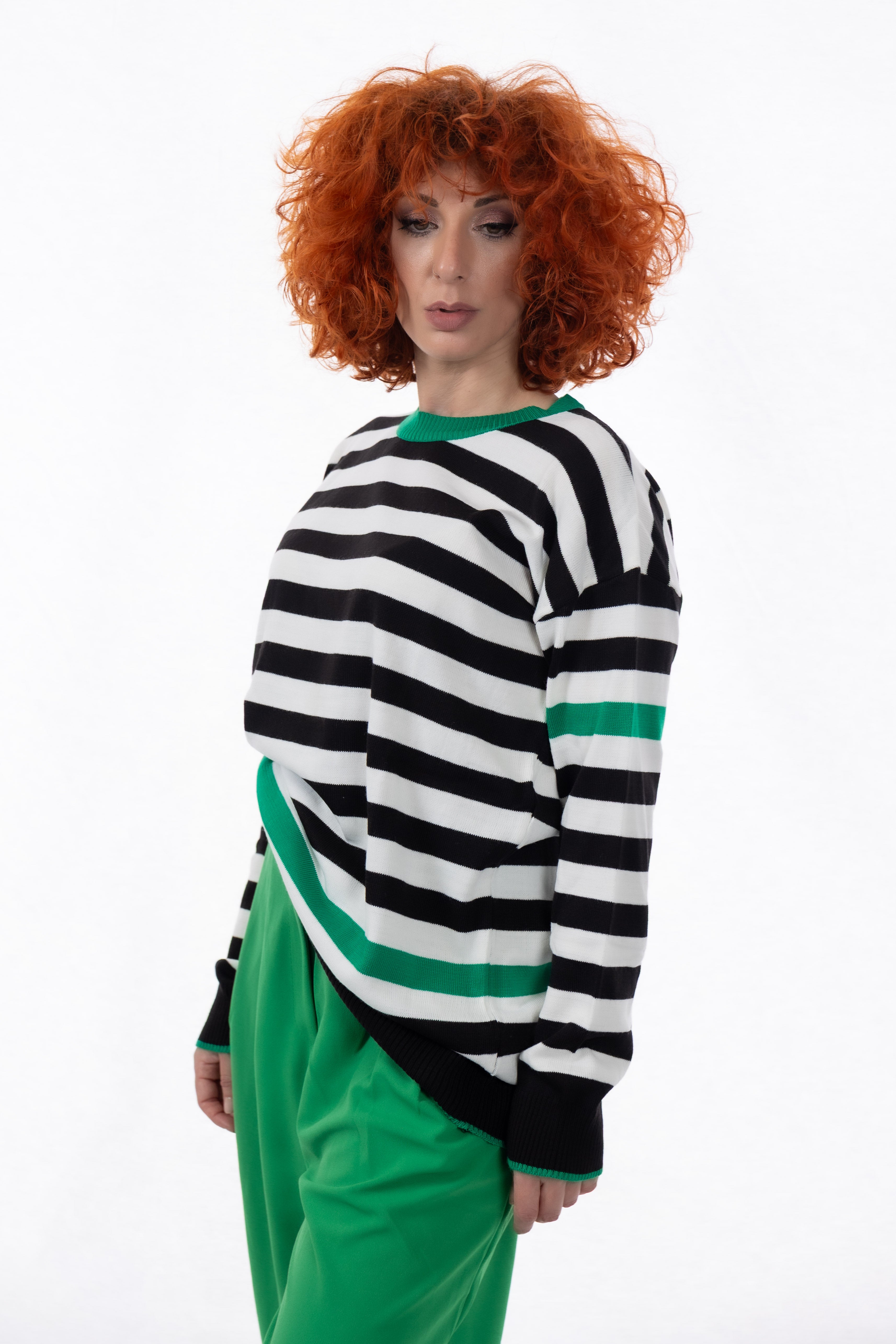 Μαύρο-Λευκό Ριγέ Μακρύ Πλεκτό One Size