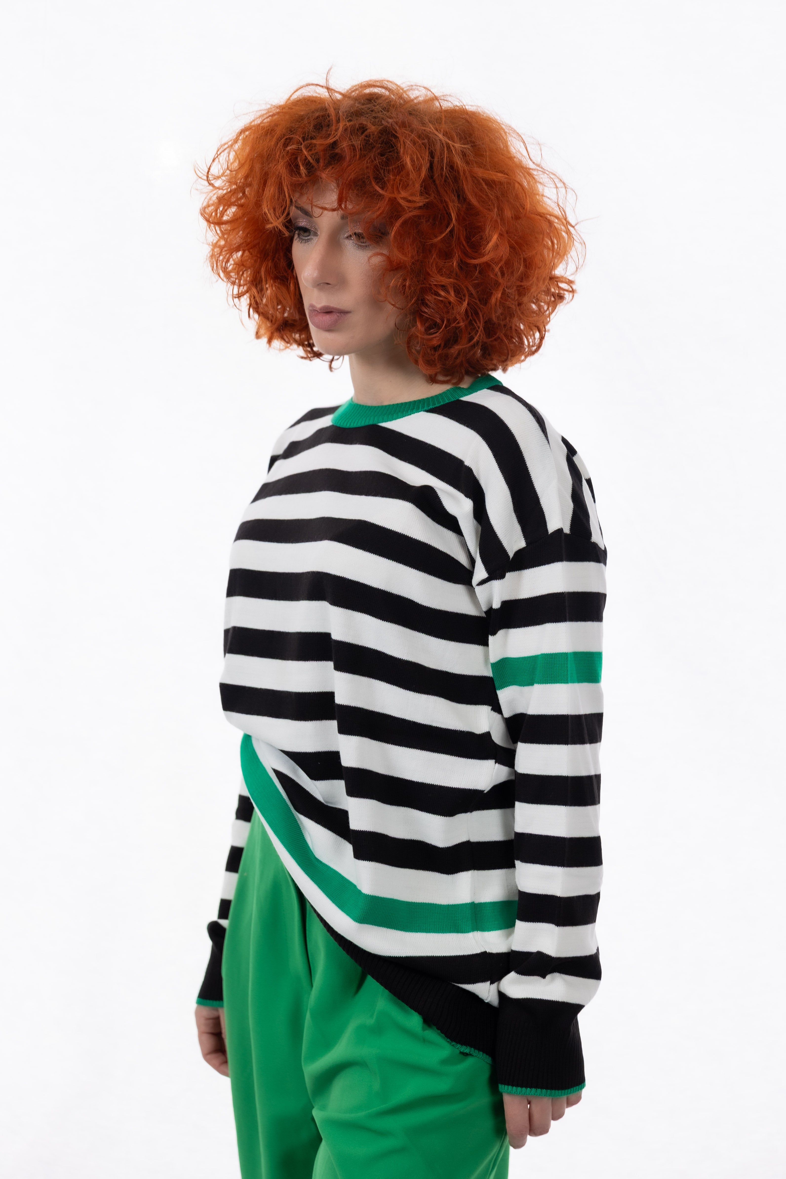 Μαύρο-Λευκό Ριγέ Μακρύ Πλεκτό One Size