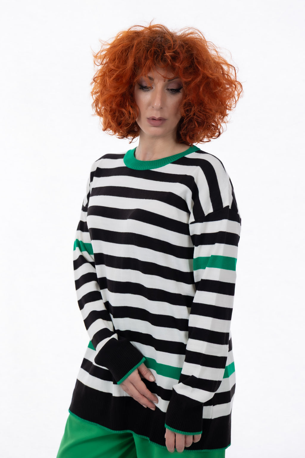 Μαύρο-Λευκό Ριγέ Μακρύ Πλεκτό One Size