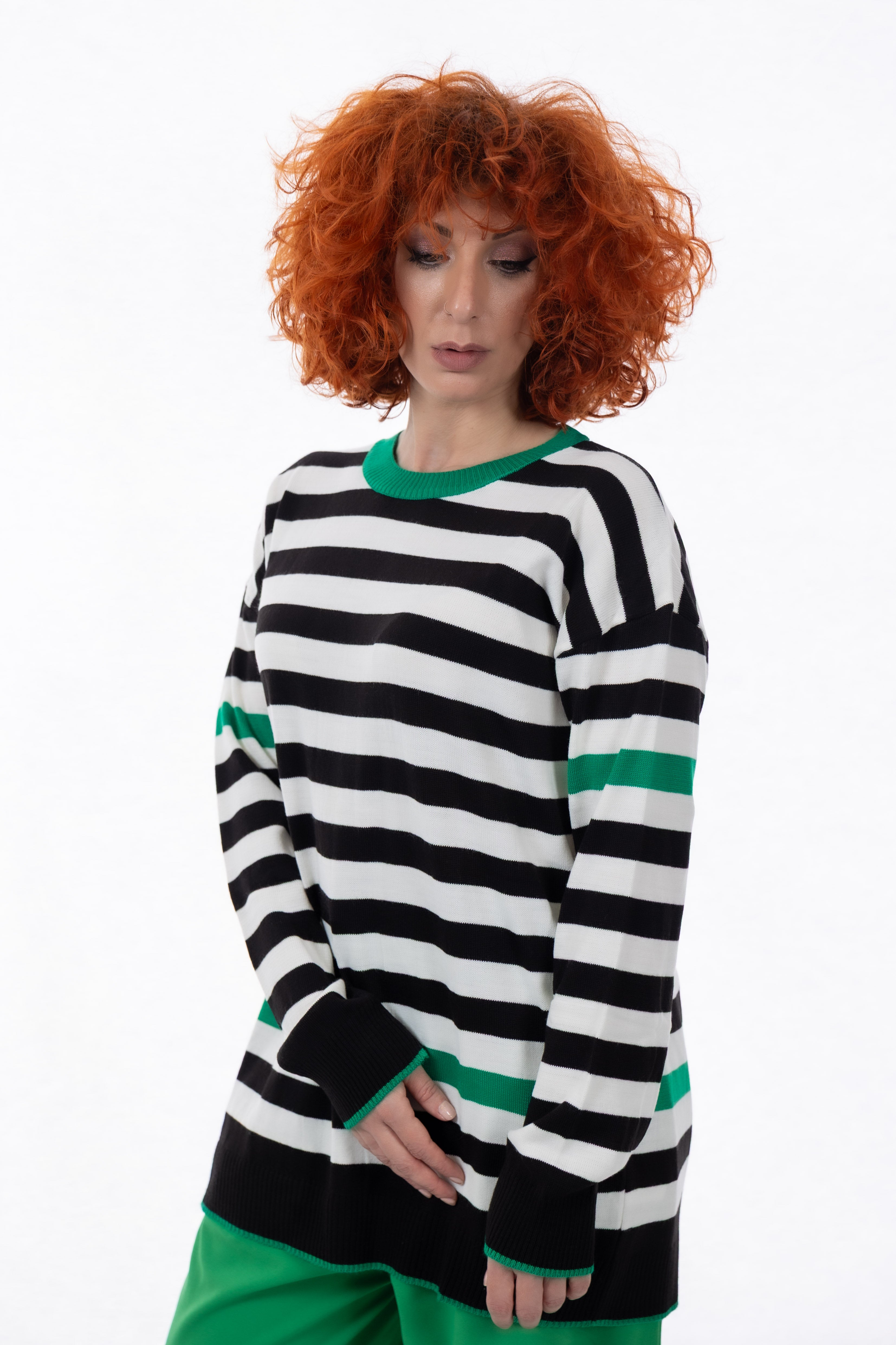 Μαύρο-Λευκό Ριγέ Μακρύ Πλεκτό One Size