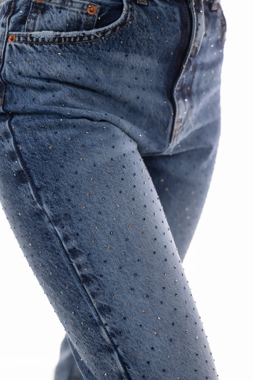 Ankle Denim με Διακριτικά Strass