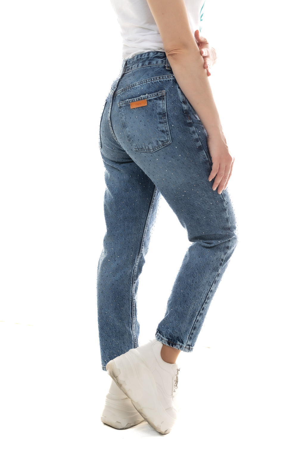 Ankle Denim με Διακριτικά Strass