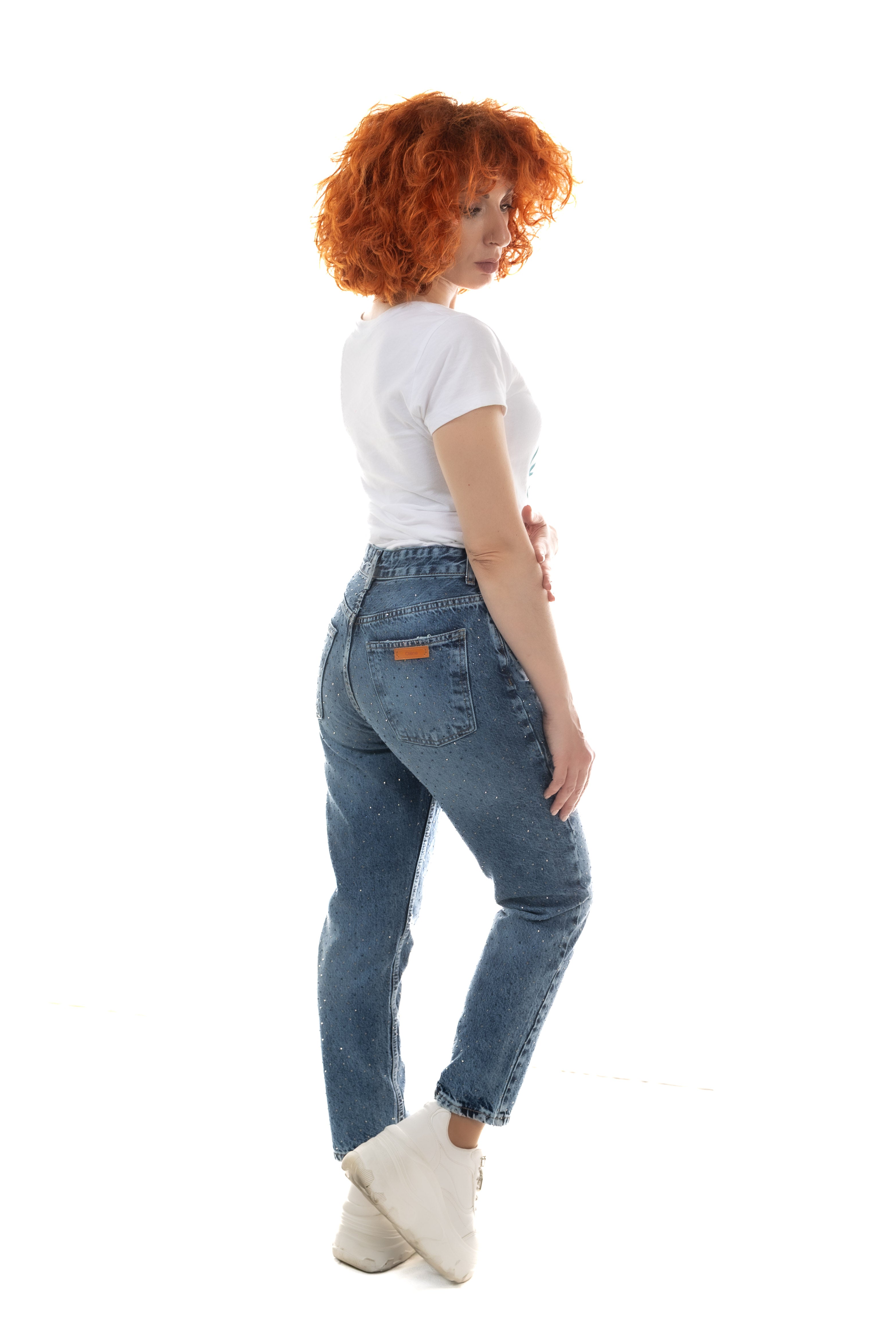 Ankle Denim με Διακριτικά Strass