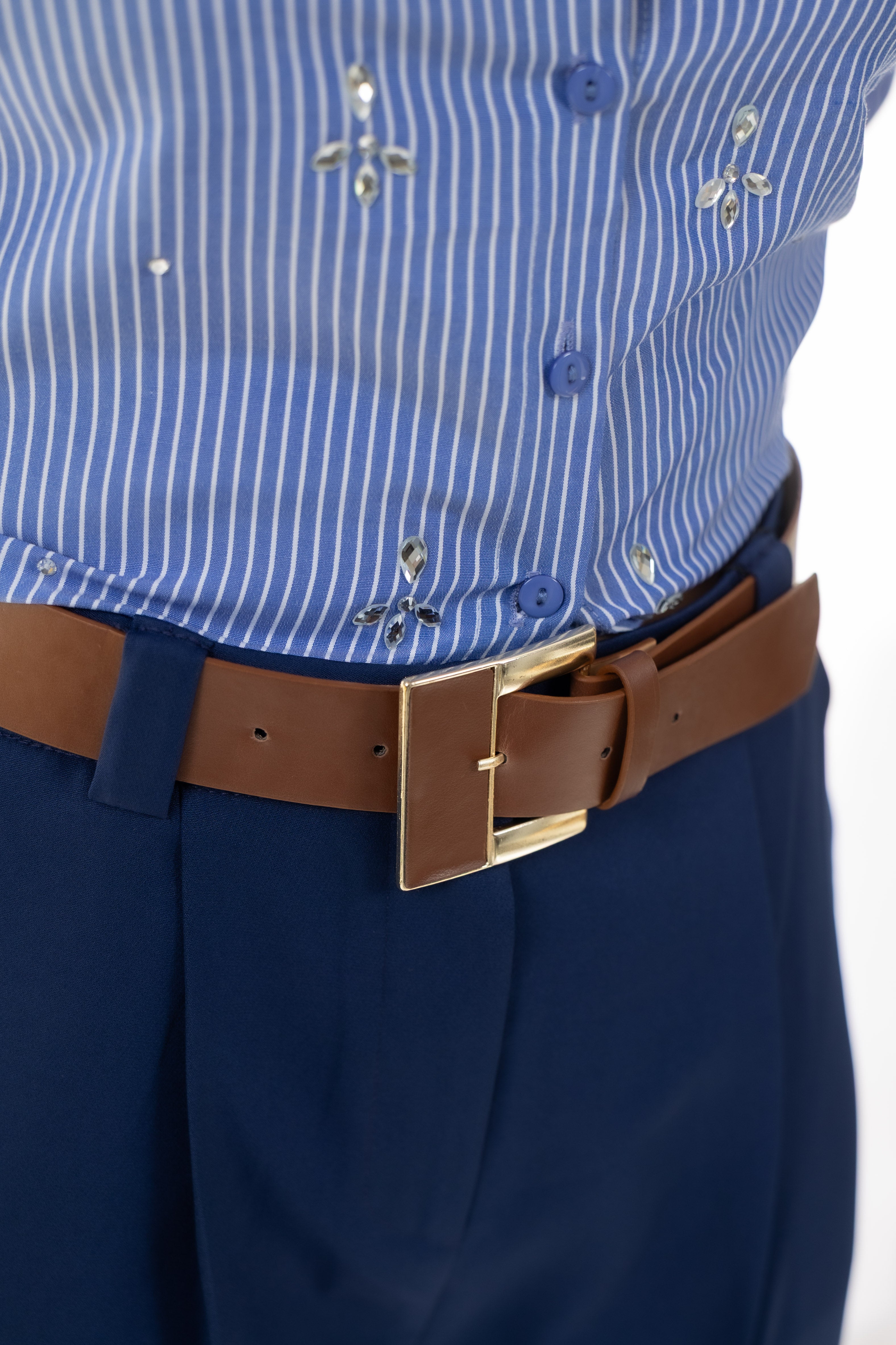 Ψηλόμεσο Παντελόνι με Ρεβέρ & Ζώνη