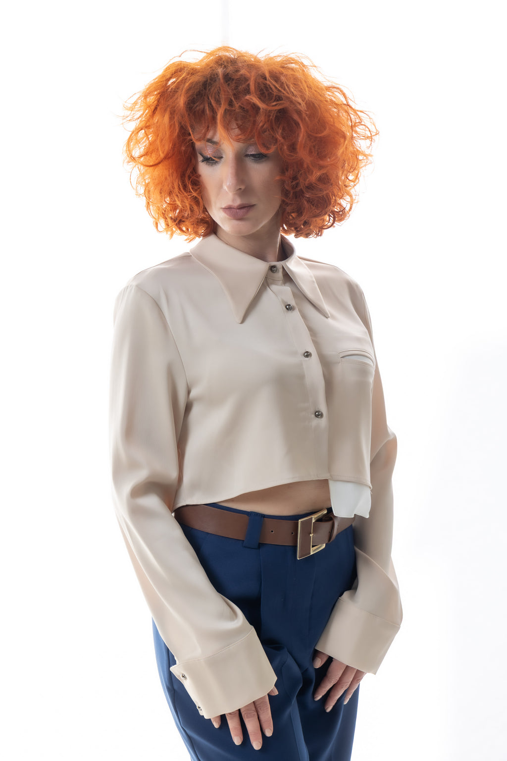 Σατέν Κροπ Πουκάμισο Με Τσέπη