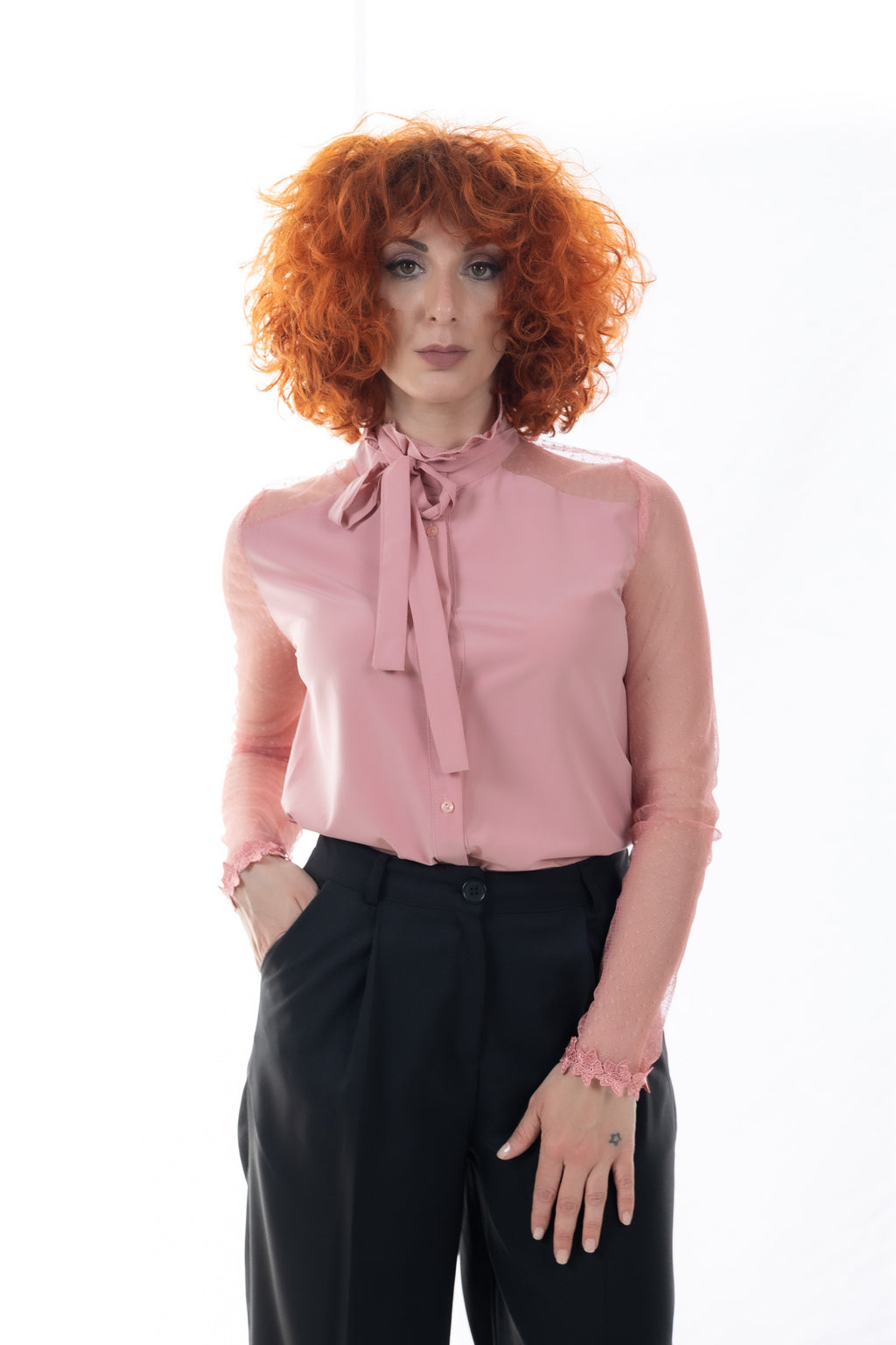 Πουκάμισο Με Τούλι Και Δέσιμο Στον Λαιμό