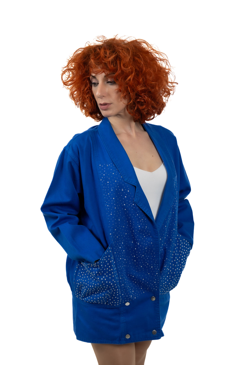 Oversized Denim Jacket Με Στρας