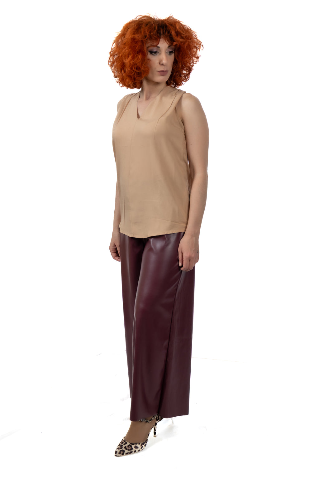 Wide-Leg Παντελόνι Δερματίνης