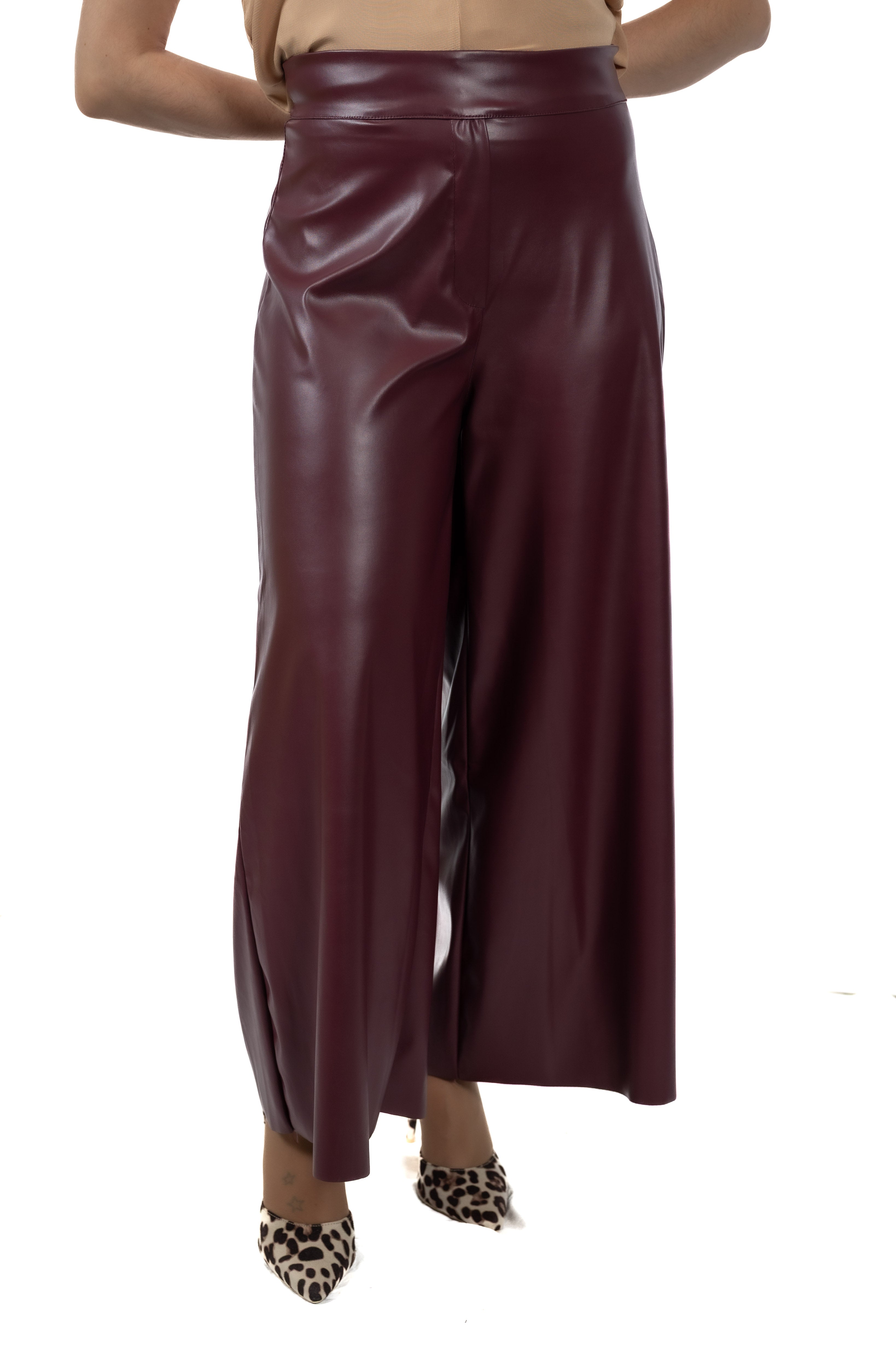 Wide-Leg Παντελόνι Δερματίνης