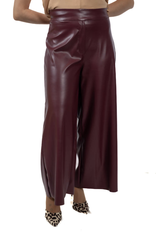 Wide-Leg Παντελόνι Δερματίνης