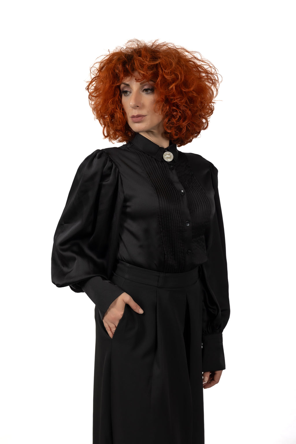 Σατέν Πουκάμισο Exclusive Με Καρφίτσα