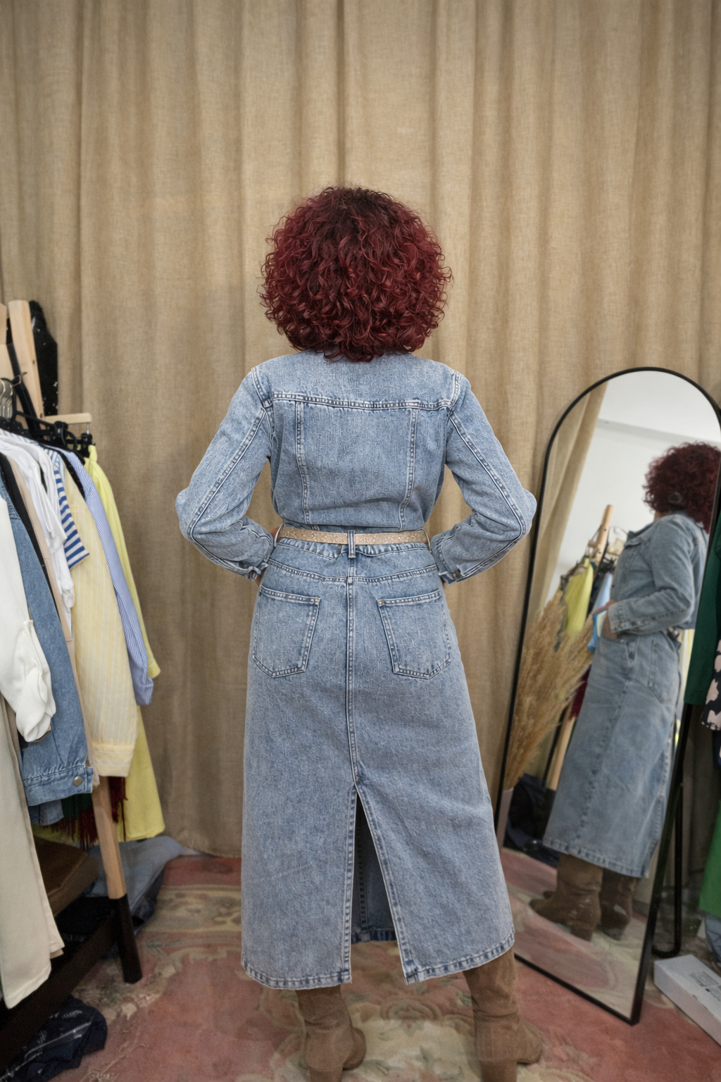 Τζιν Μίντι Φόρεμα Με Κουμπιά