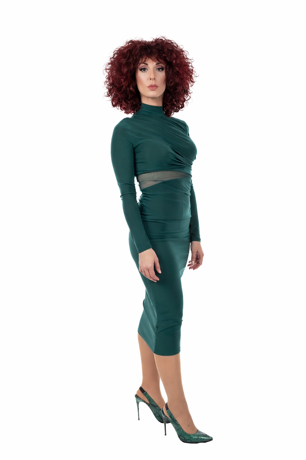 Midi Φόρεμα Με Cut Out Και Διαφάνεια Mesh